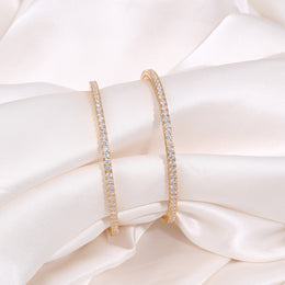 Gold-Plated Cubic Zirconia Stone Bangles for Women