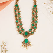 Silver Stepped Haaram with Stone Highlights