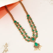 Silver Stepped Haaram with Stone Highlights