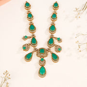 Silver Stone-Studded Necklace with Drop-Shaped Moissanite Stones