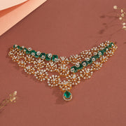 Trendy Silver and CZ Stone Choker with Flora Detailing