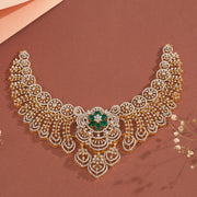 Silver Choker with CZs and Intricate Floral Design