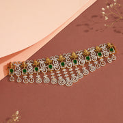 Divine Silver and CZ Choker with Lord Ganesh Detailing