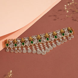 Divine Silver and CZ Choker with Lord Ganesh Detailing