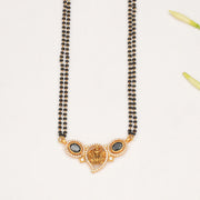 Dual Layered Black Beads with Black Stones and Lakshmi Pendant