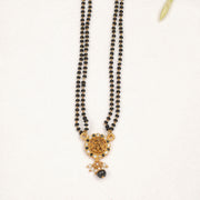 Black Beads with Antique Ganesh Pendant and Black Drop