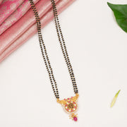 Simple Black Beads with Antique Ram Parivar Pendant