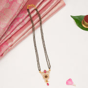 Black Bead Chain with Antique Highlight Pendant and Stones