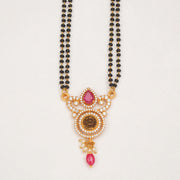 Black Bead Chain with Antique Highlight Pendant and Stones