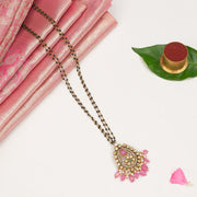 Black Bead Chain with Kundan Pendant