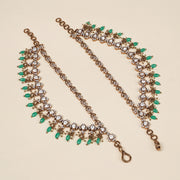 Antique Silver Champaswaraalu with Kundans and Emerald Beads