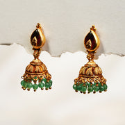 Silver Leaf Design Earrings with Stone Highlights