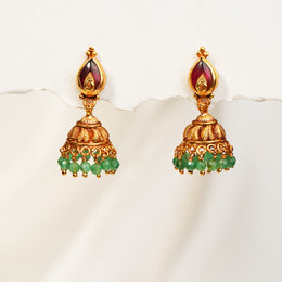 Silver Leaf Design Earrings with Stone Highlights