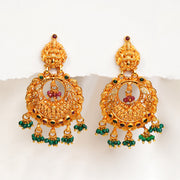 Traditional Silver Chandbalis with Lakshmi Devi Stud and Precious Stones