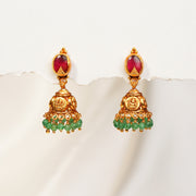 Silver Jhumkas with Lakshmi Kasu Highlight and Moisaanite Stone