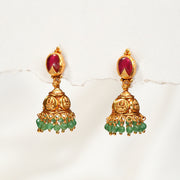 Silver Jhumkas with Lakshmi Kasu Highlight and Moisaanite Stone