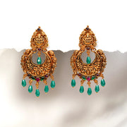 Antique Lakshmi Devi Chandbalis with Stone Bead Hangings