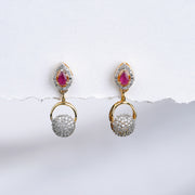 Lightweight Sterling Silver Earrings with Ruby Highlight and CZ Hangings