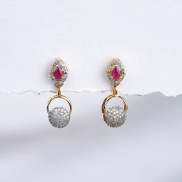 Lightweight Sterling Silver Earrings with Ruby Highlight and CZ Hangings