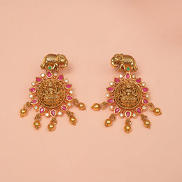 Heavy Lakshmi Devi Silver Earrings with Elephant Detailing Stud