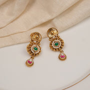 Silver Sun Design Earrings with Stones