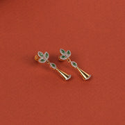 Sleek Silver CZ Earrings with Leaf Design and Hanging