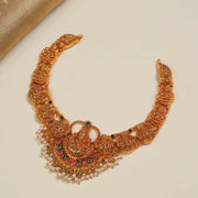 Fine Silver Lakshmi Devi Necklace with Temple Finish