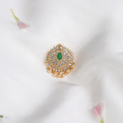 Dazzling Stone-Studded Silver Pendant with Emeralds and Pearls