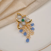 Silver Stone-Studded Rose Pendant with Moissanite Stones