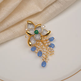 Silver Stone-Studded Rose Pendant with Moissanite Stones