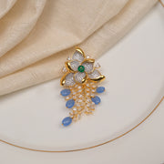 Silver Stone-Studded Rose Pendant with Moissanite Stones