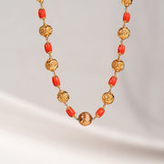 Silver Mala with Nakshi and Coral Beads
