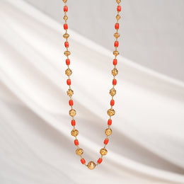 Silver Mala with Nakshi and Coral Beads