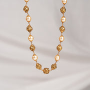 Antique Silver Mala with Nakshi Work and Pearls