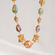 Silver and Stone Beaded Mala with Pearls