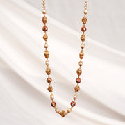 SIlver Antique Beaded Mala with Pearls and Stone Highlights