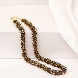 Heavy Black Crystal Mala with Clustered Crystals