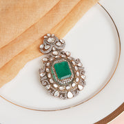 Victorian Silver Pendant with Kundans and Emeralds