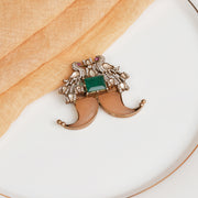 Silver Tiger Nail Pendant with Stone Studded Peacock Highlights