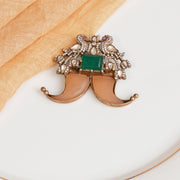 Silver Tiger Nail Pendant with Stone Studded Peacock Highlights