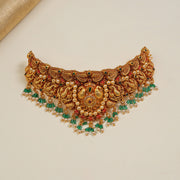 Silver Temple Finish with Coral Beads and Leaf Design