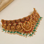 Silver Temple Finish with Coral Beads and Leaf Design