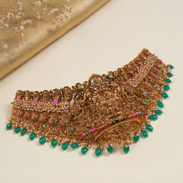 Antique Silver Choker with Lakshmi Devi Design and Multistones