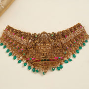 Antique Silver Choker with Lakshmi Devi Design and Multistones