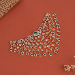 Silver Stone Choker with CZs and Emerlads