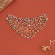 Silver Stone Choker with CZs and Emerlads