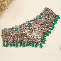 Victorian Choker with Kundans, Signity Stones, and Emeralds