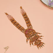 Silver Lakshmi Devi Haaram with Lord Ganesh Detailing