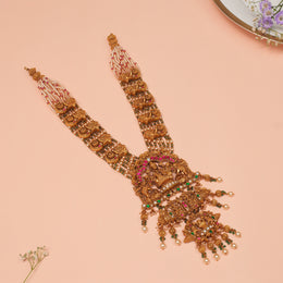 Silver Lakshmi Devi Haaram with Lord Ganesh Detailing