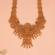 Goddess Lakshmi and Lord Balaji Silver Haaram with Precious Stones